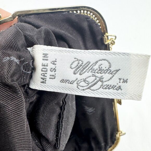 VTG Whiting & Davis Clutch Purse Black Metal Mesh Beaded Closure Chain Strap USA - Picture 4 of 15